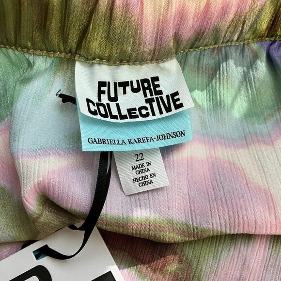 Future Collective Pastel Marble Ruched Skirt Size 22 Satin Mermaid Beach Boho - Picture 7 of 9